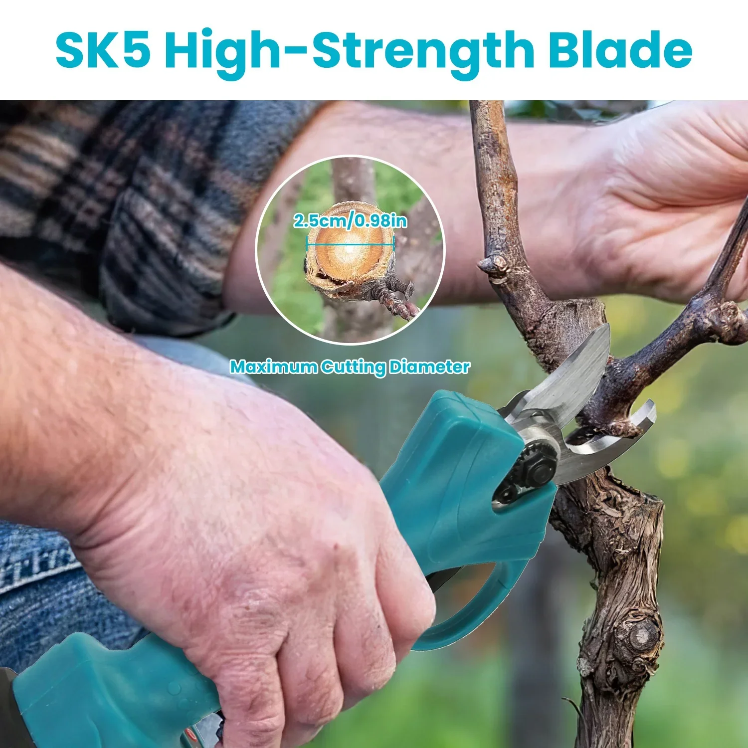 4-in-1 Pole Saw & Electric Pruning Shears for Tree Trimming 4/6 Inch Electric Chainsaw 2x3000mAh Battery 5.5ft Max Extension Pole SK5 Blade Pruning Shears for Gardening