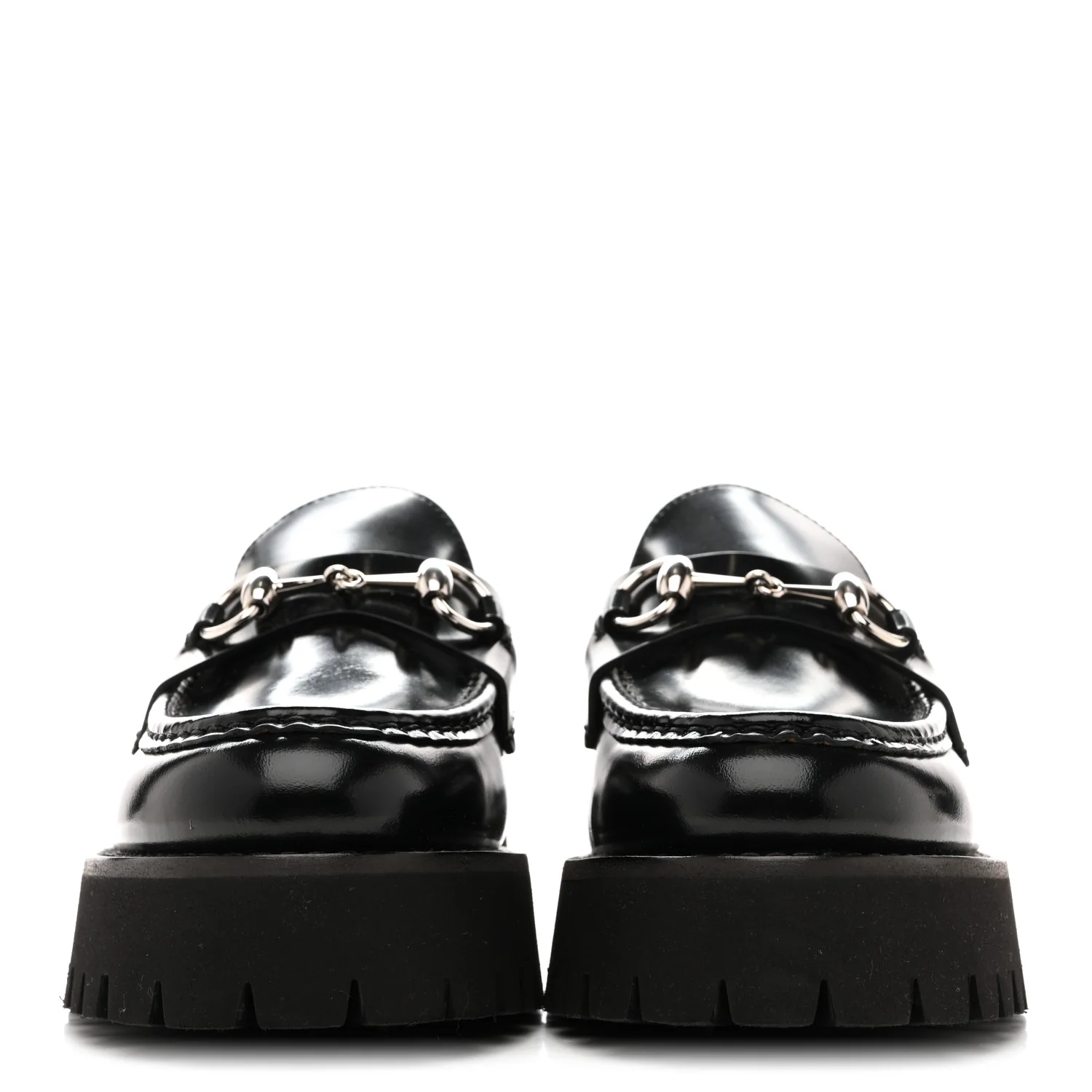 Cordovan Lux Womens Horsebit 45mm Platform Loafers 39.5 Black