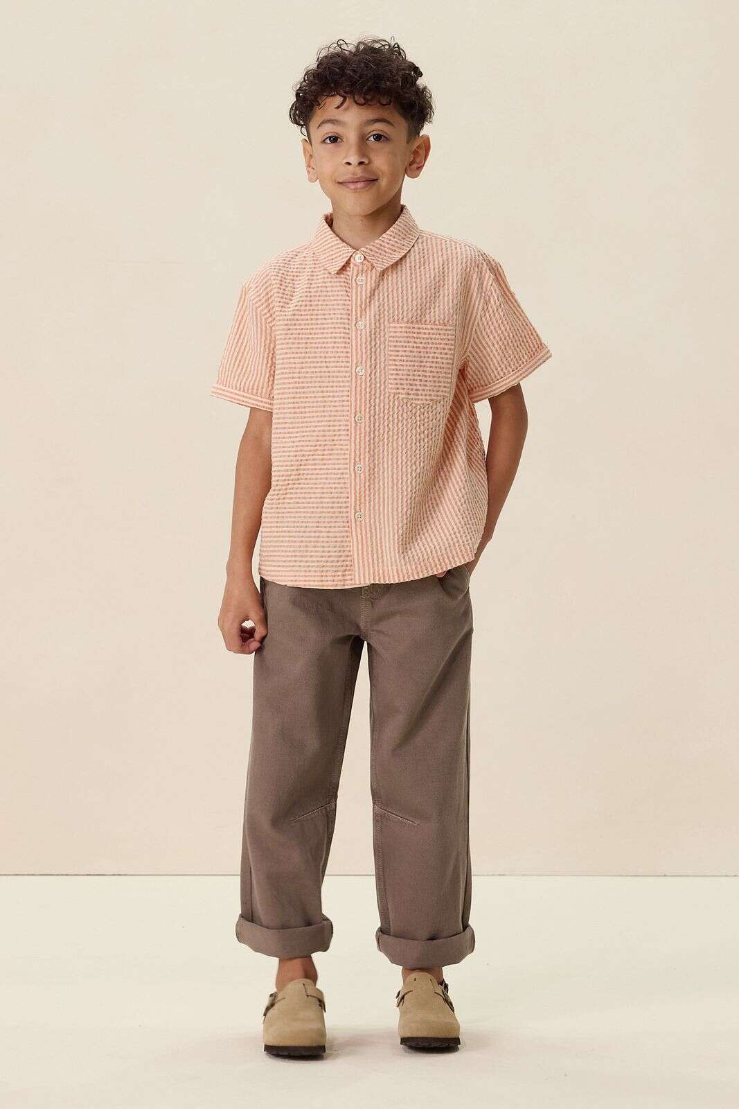 Oranje gestreept overhemd