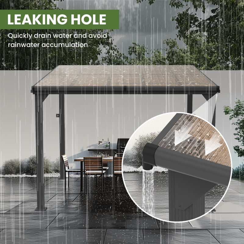 10 ft.��10 ft. Hardtop Outdoor Gazebo Pergola Aluminum Framed with Sloping Pitched Roof for Garden, Patio(10' x 10') - Image 6