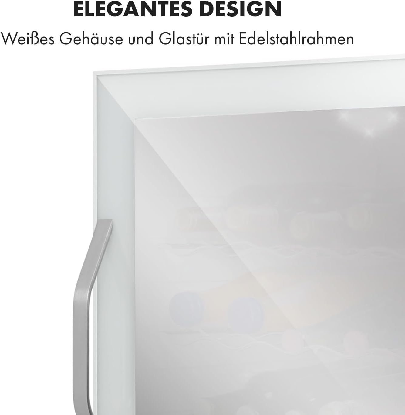 Klarstein Mini Koelkast met Glazen Deur voor Kamer, Drankenkoelkast met Verstelbare Planken, Klein 80 Liter, Indoor/Outdoor Koelkast Stil