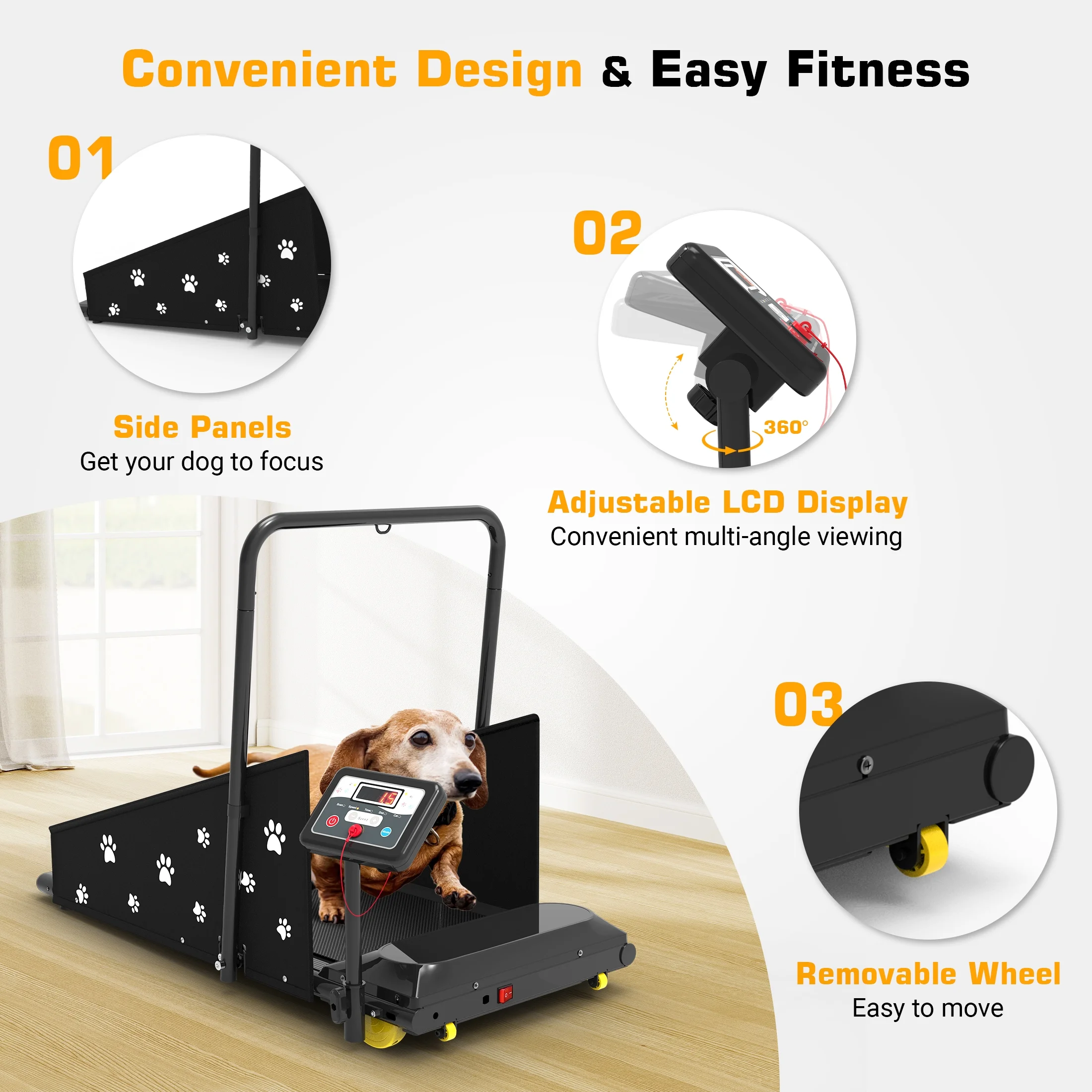 Dog Treadmill, Indoor Pet Fitness Machine for Small Medium Dogs, 265LB Capacity, LCD Display Remote(Black) - Image 5