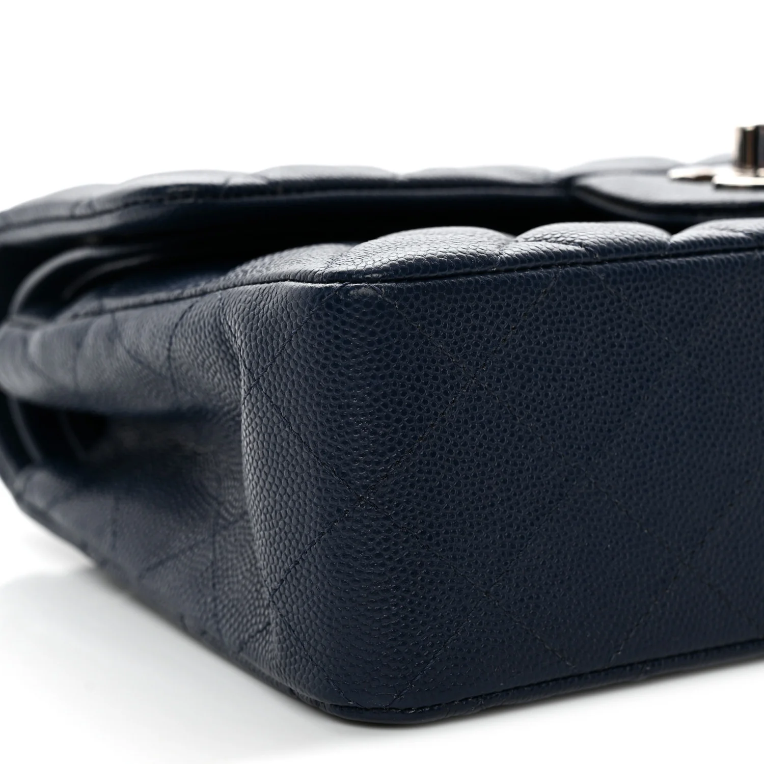 Caviar Quilted Small Double Flap Blue