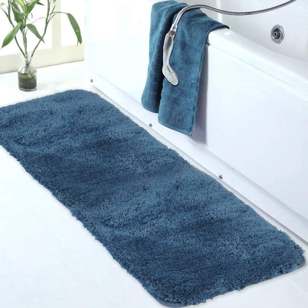 Walensee Large Bathroom Rug (24 x 60, Navy) Extra Soft and Absorbent Shaggy Bathroom Mat Machine Washable Microfiber Bath Mat for Bathroom, Non Slip