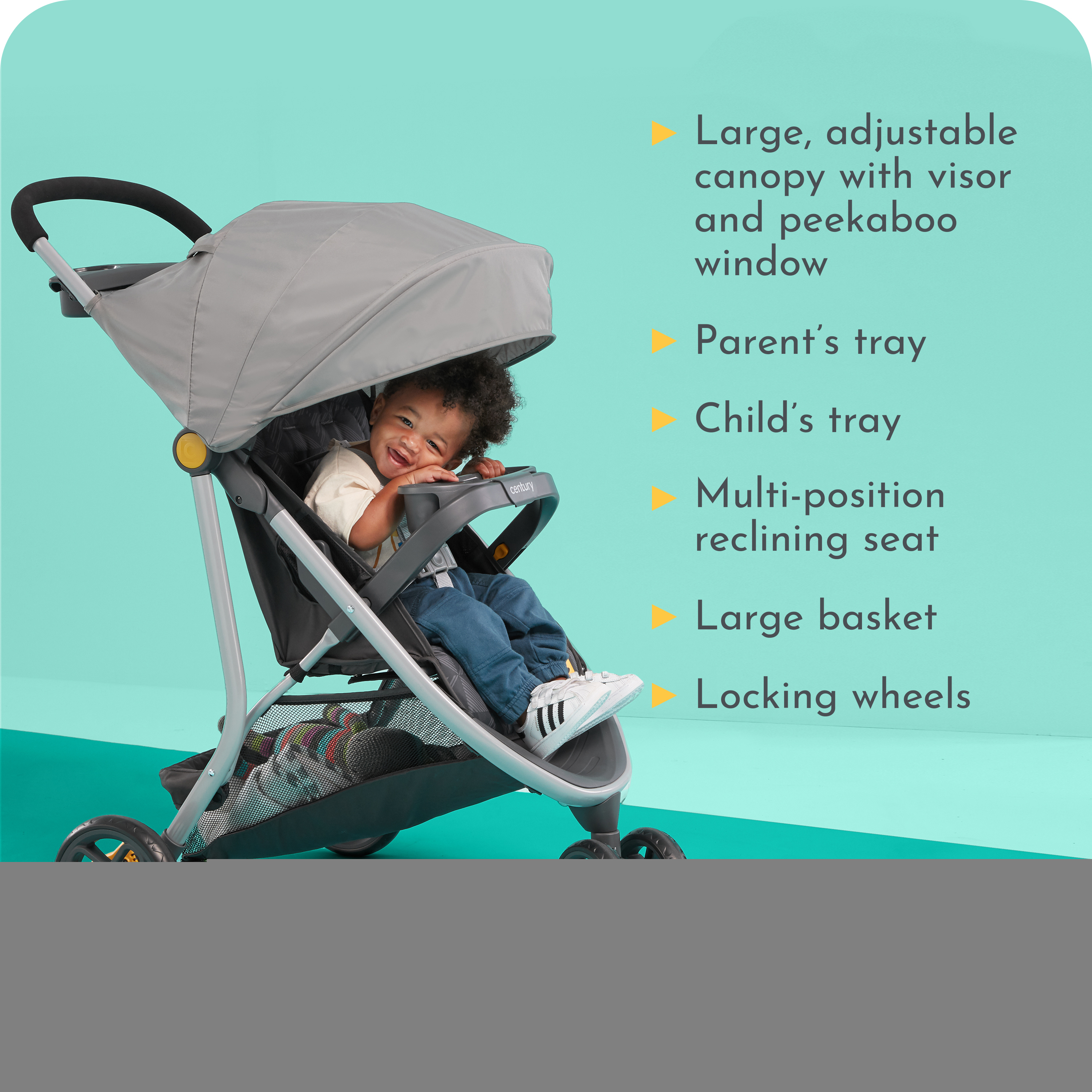 Century Stroll on 3 - Wheel 2 - in - 1 Lightweight Travel System Stroller. Unisex. Berry