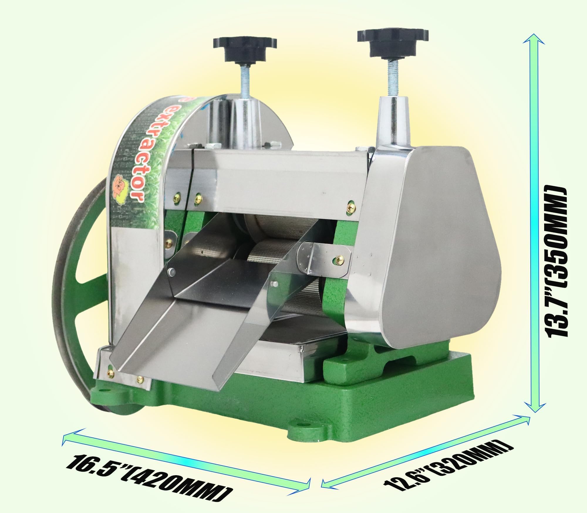 Manual Sugar Cane Juicer Machine with 2 Peeling Knives, 330 lbs/h | Commercial Sugarcane Juicer with 3 Rollers , 2.36