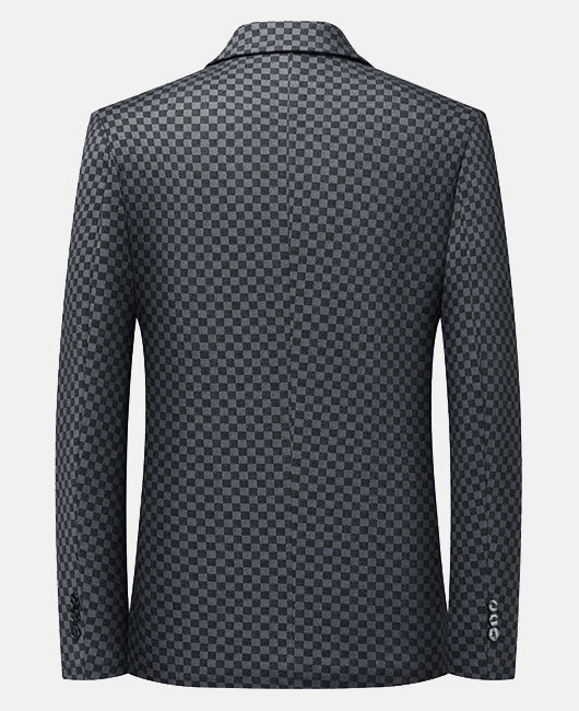 Blazer basique à col revers et à carreaux, double boutonnage