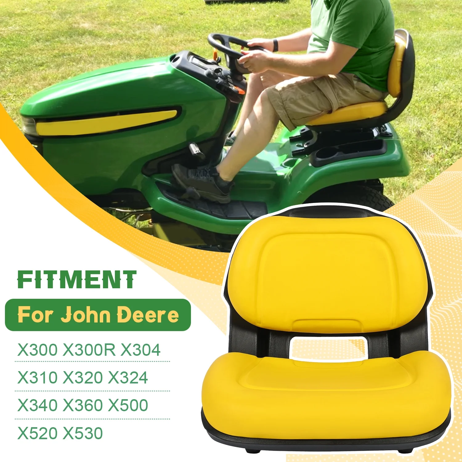 Lawn Mower Seat, Fits John Deere X300 X300R X304 X310 X320 X324 X340 X360 X500 X520 X530 - Image 4