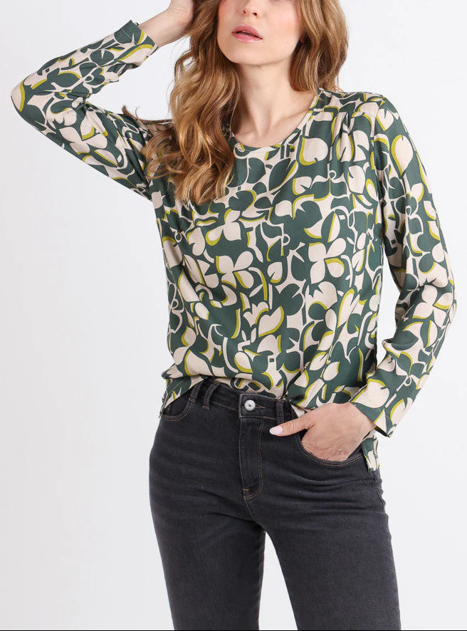 Blouse femme imprimé 100% viscose imprimé vert