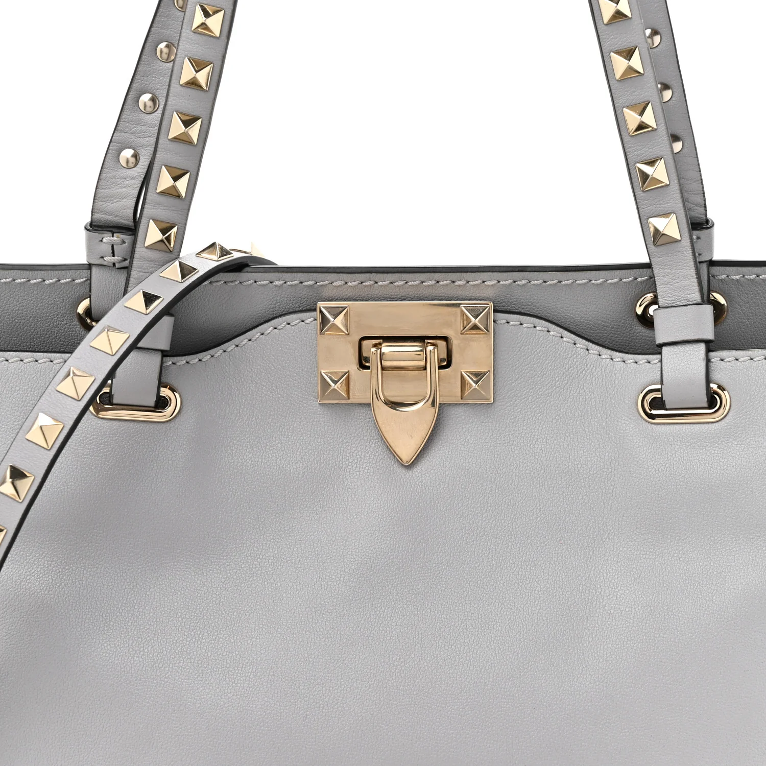 Vitello Small Rockstud Tote Grey