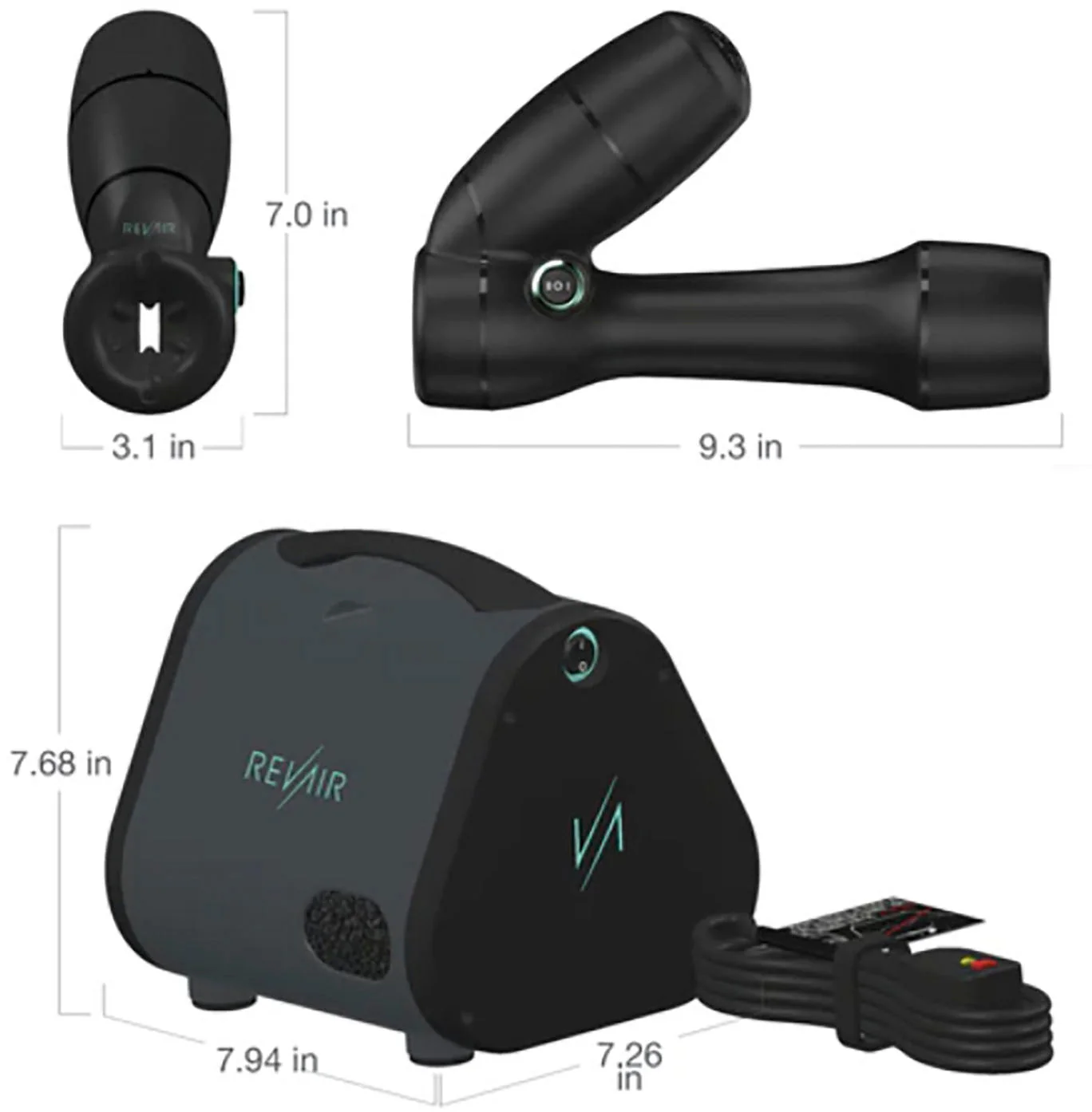 Reverse-Air Hair Dryer with Hair Clips C Black