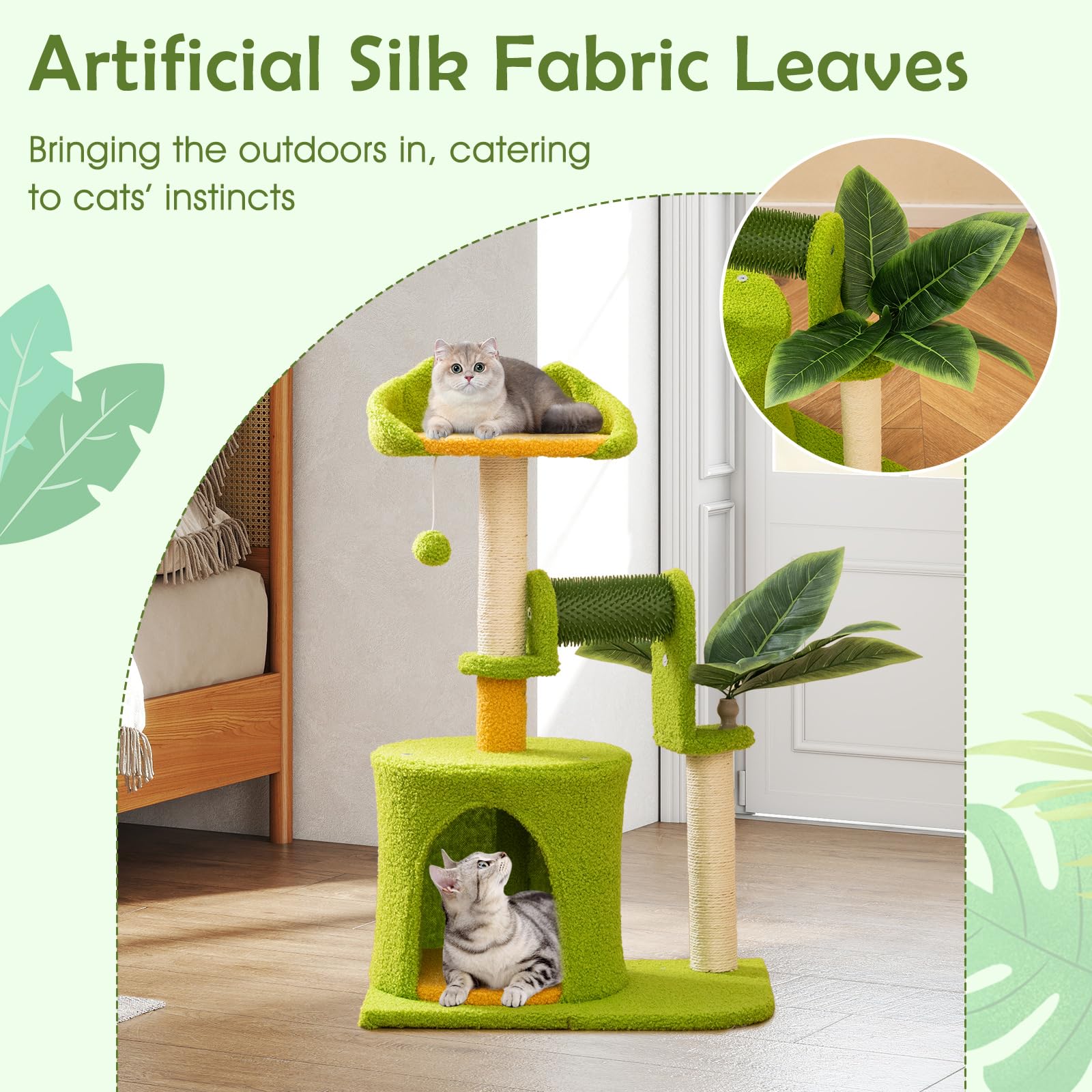 Tangkula Cute Cat Tower with Sisal Scratching Posts