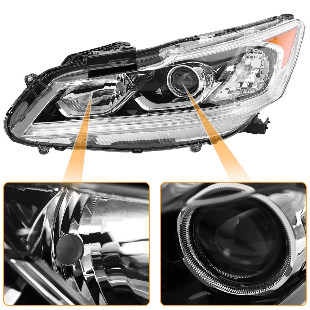 For 2016 - 2017 Honda Accord Sedan 4dr LED DRL Headlights Headlamp Factory Style