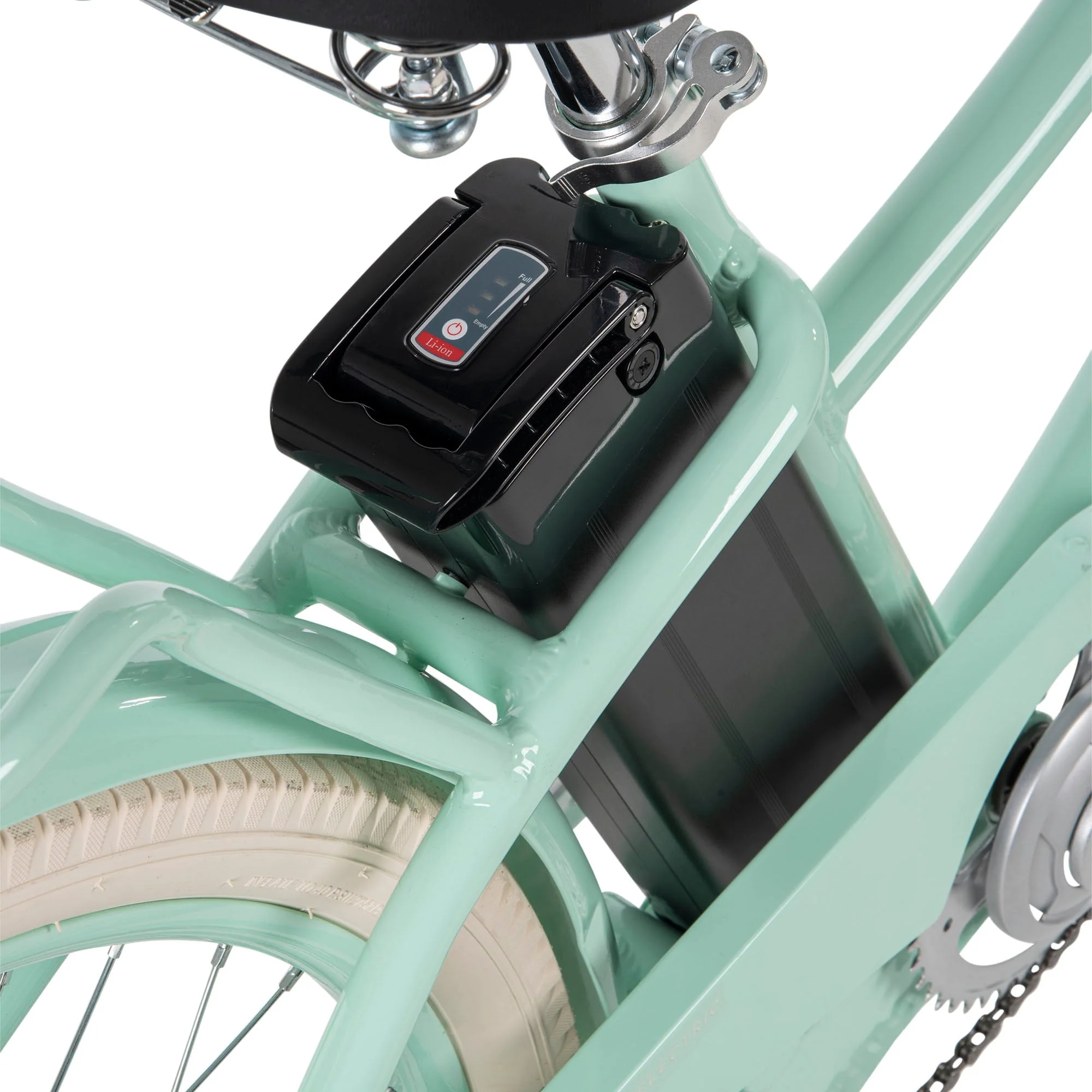 Nel Lusso 26 - Inch 7 - Speed Electric Cruiser Bike with Throttle, Mint Green, 36V, 350W, UL 2849 Compliant, by Huffy