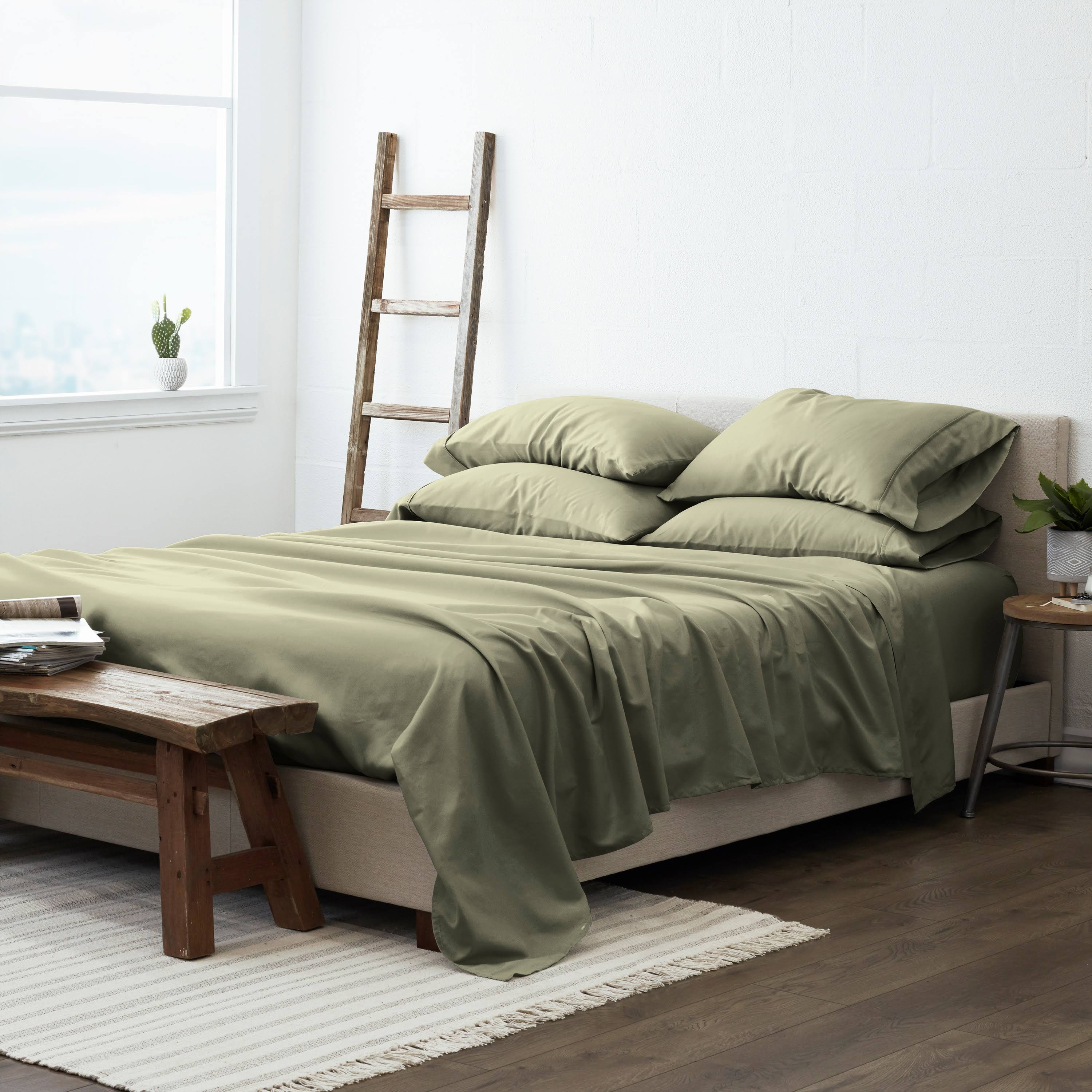 Home Collection Luxury Ultra Soft 6 Piece Bed Sheet Set Queen / Sage