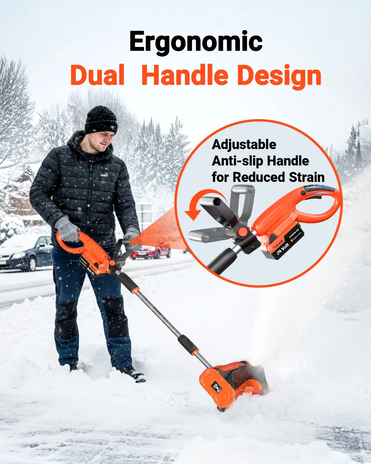 Cordless Snow Shovel 24V | 11-inch | 4-Ah Cordless Snow Blower, Battery Snow Blower with Adjustable Front Handle (4-Ah Battery Quick Charger Included)(24 V) - Image 7