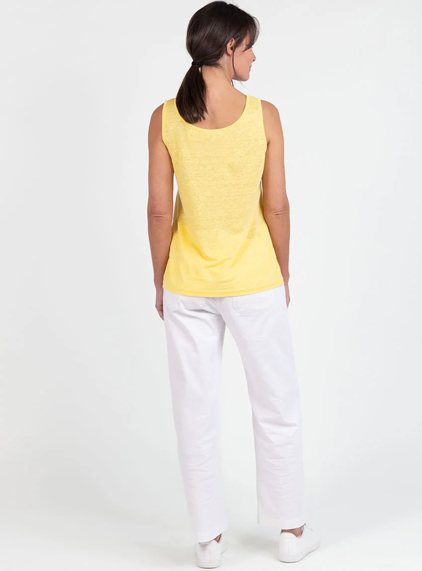 Débardeur femme en lin Jaune citron