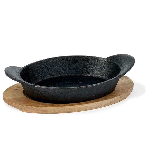 Fat/tallerken støpejern stor 4x15x21 cm svart/lønnetre