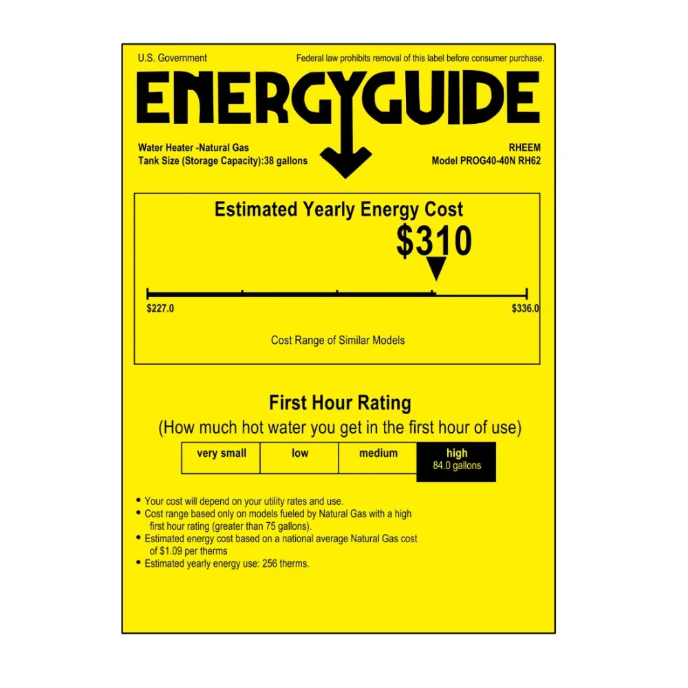 Professional Classic Atmospheric Series 40 Gallon Capacity 40,000 BTU Heating Input Tall Gas Water Heater - Image 2