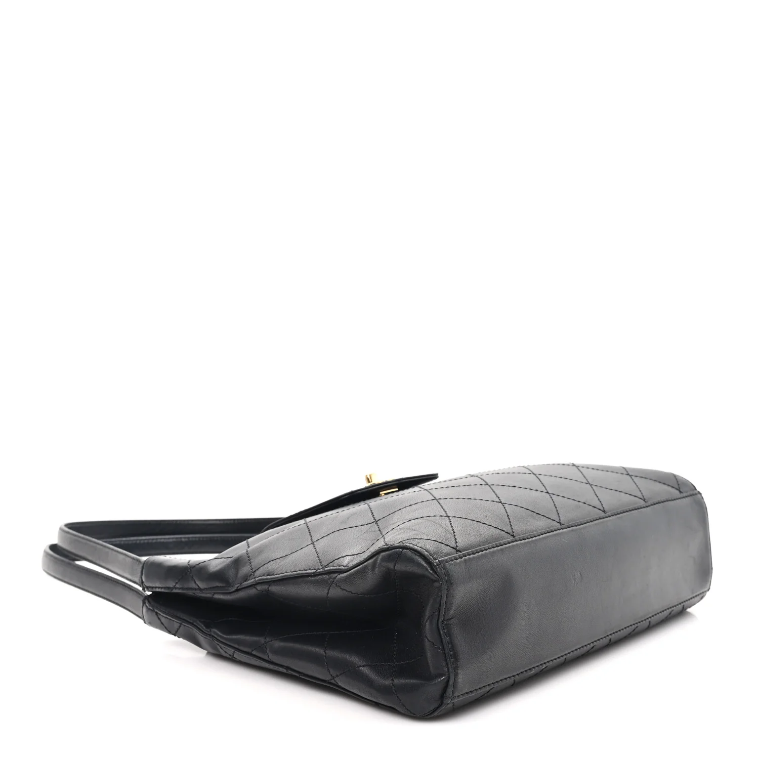 Lambskin Quilted CC Flap Shoulder Bag Black