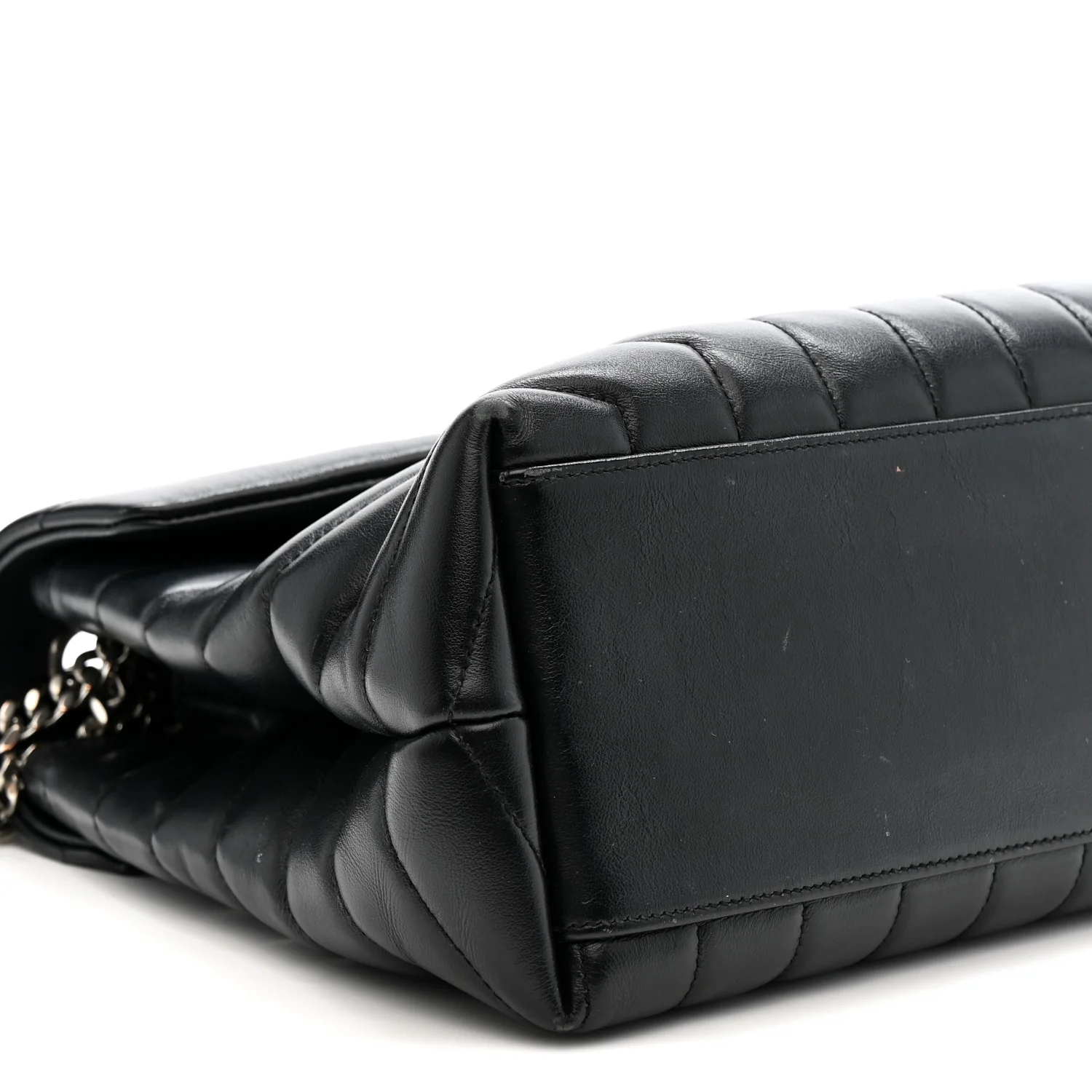 Calfskin Y Quilted Monogram Medium Loulou Chain Satchel Black