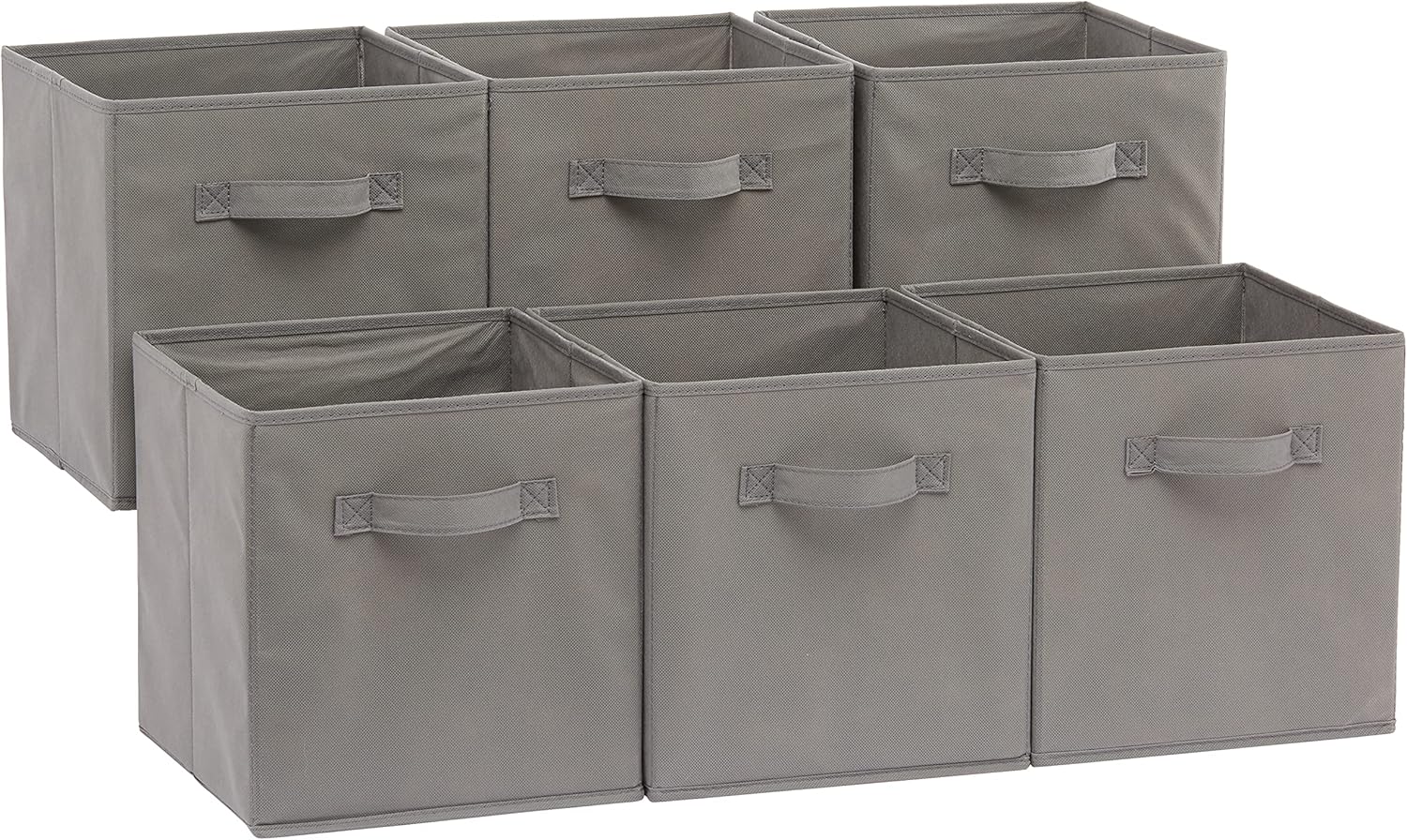 Amazon Basics Collapsible Fabric Storage Cubes Organizer with Handles, Sturdy, Foldable, Space-Saving, 10.5