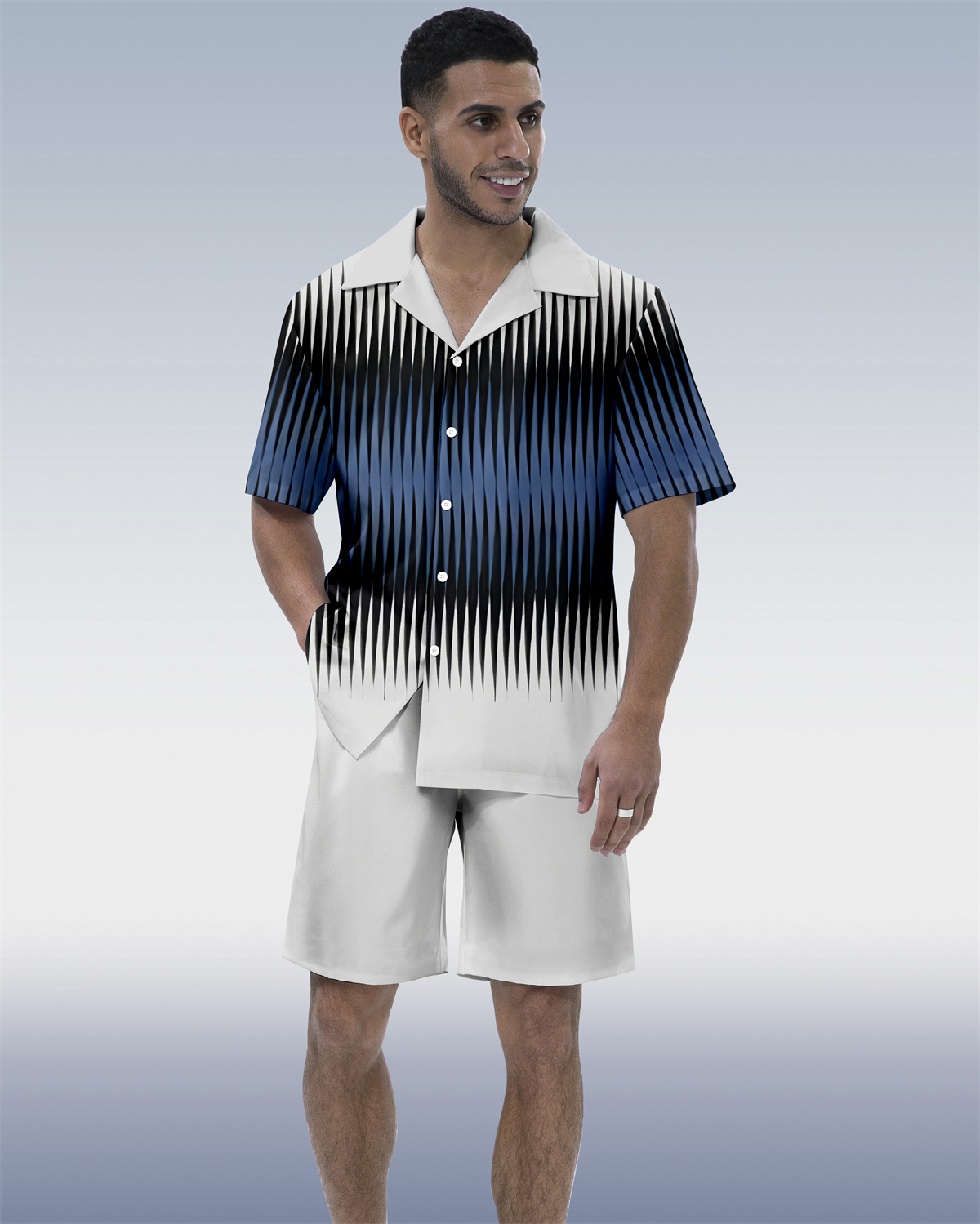 Ensemble chemise à manches courtes Suitmens pour homme, motif géométrique abstrait, référence 205