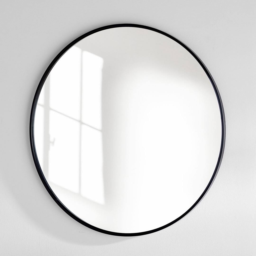 Sabine Metal Round Wall Mirror Finish: Matte Black, Size: 48