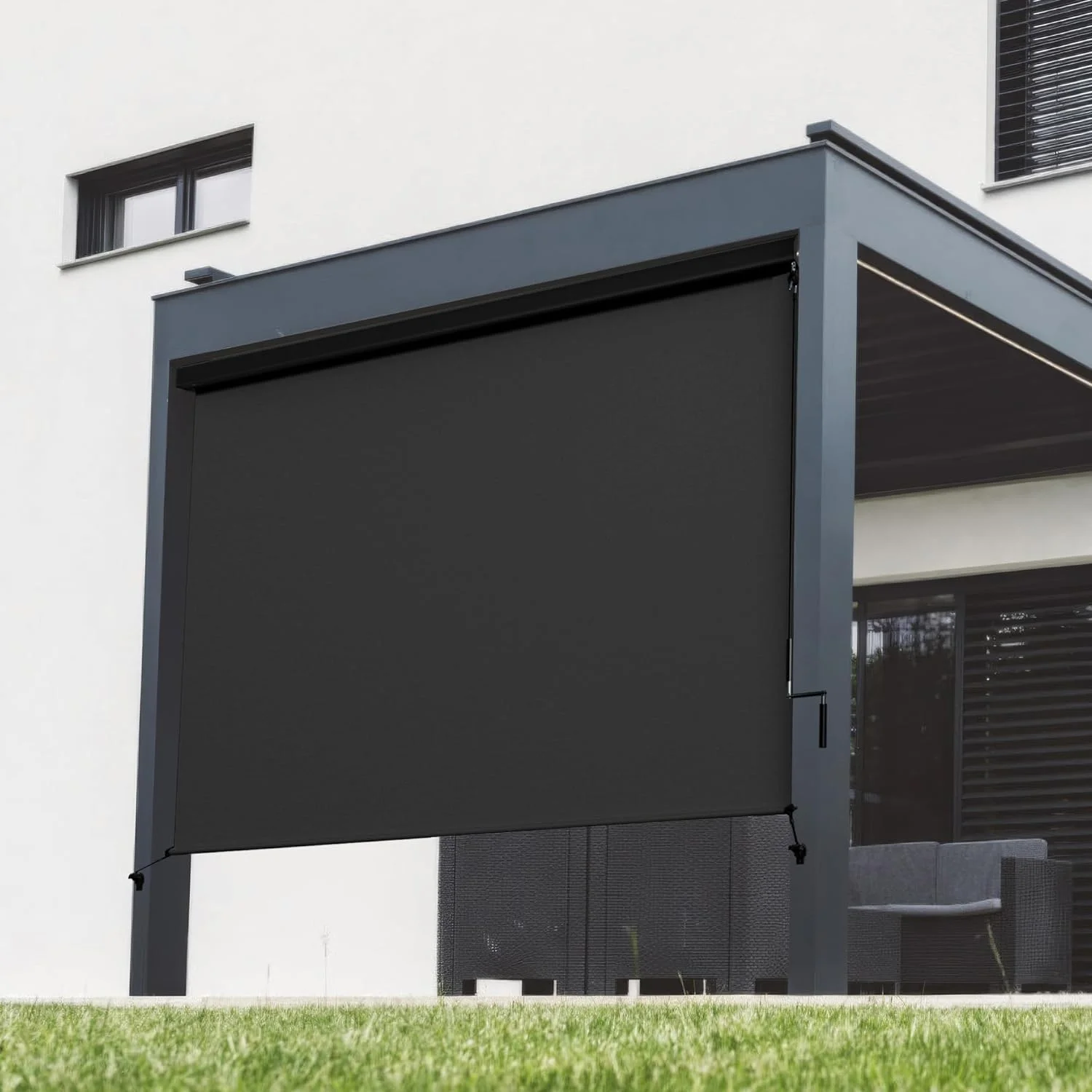Outdoor Roller Shade for Patio, Cordless Blackout Waterproof Blind, UV Block, 4'L x 6'W(4'L x 6''W/Black) - Image 3