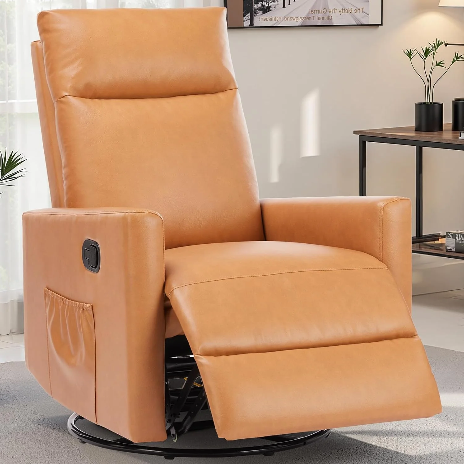 Fauteuil inclinable pivotant à bascule avec repose-pieds extra large et dossier haut, fauteuil berçant rembourré pour chambre d'enfant, salon ou chambre de bébé, assise profonde et confortable pour une détente optimale, gris