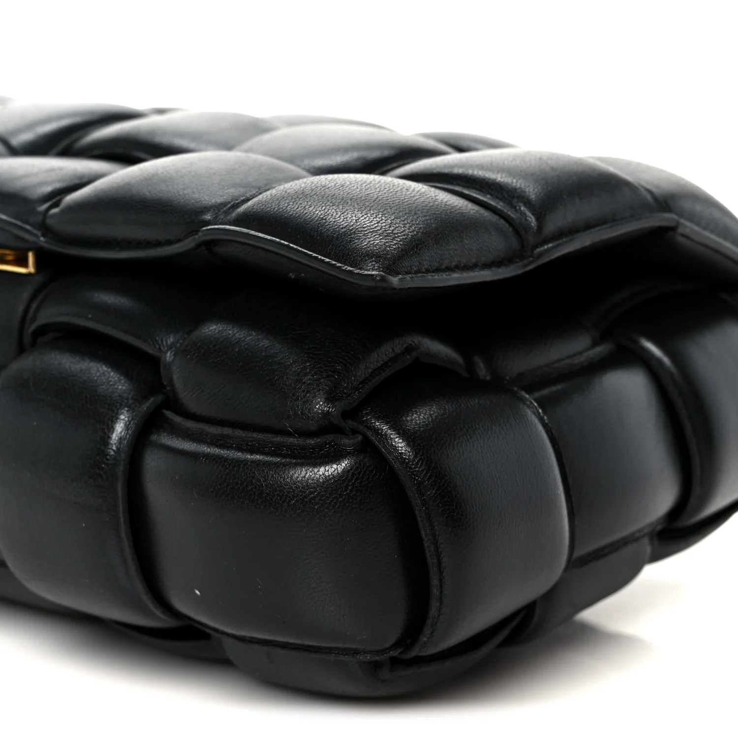 Nappa Maxi Intreccio Padded Cassette Crossbody Bag Black