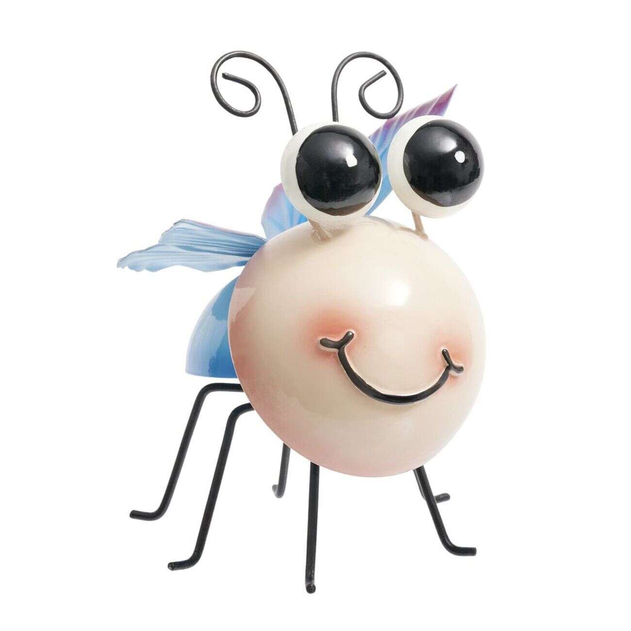 Papillon décoratif fantaisie à poser en métal bleu et beige 11,5x13,5xH16cm