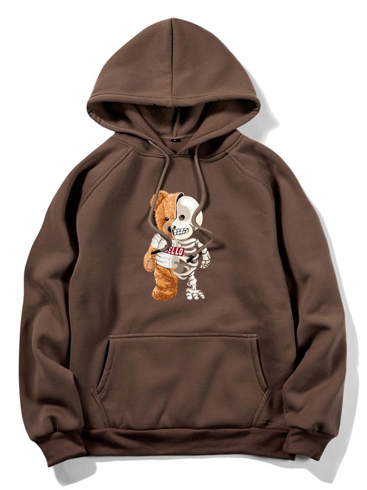 Sweat à capuche imprimé ours squelette