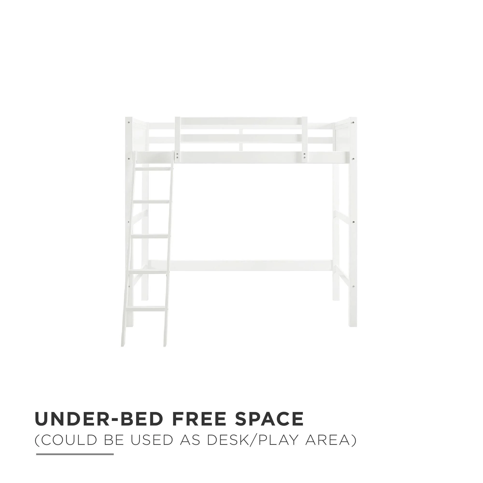 Your Zone Kiarah Twin Loft Bed with Ladder, White