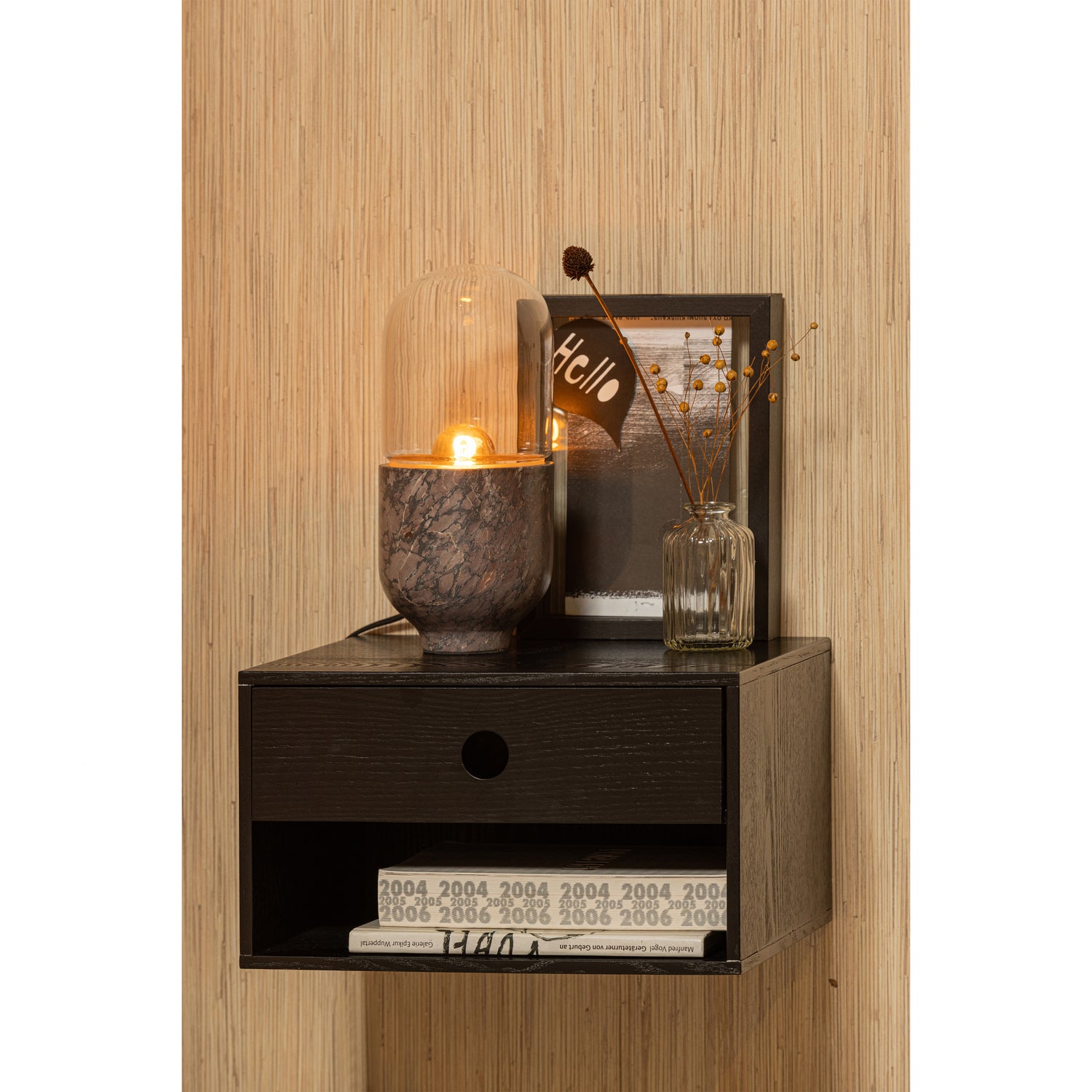 WOOOD Nancy Hangend Nachtkastje - MDF - Zwart - 20x34x30