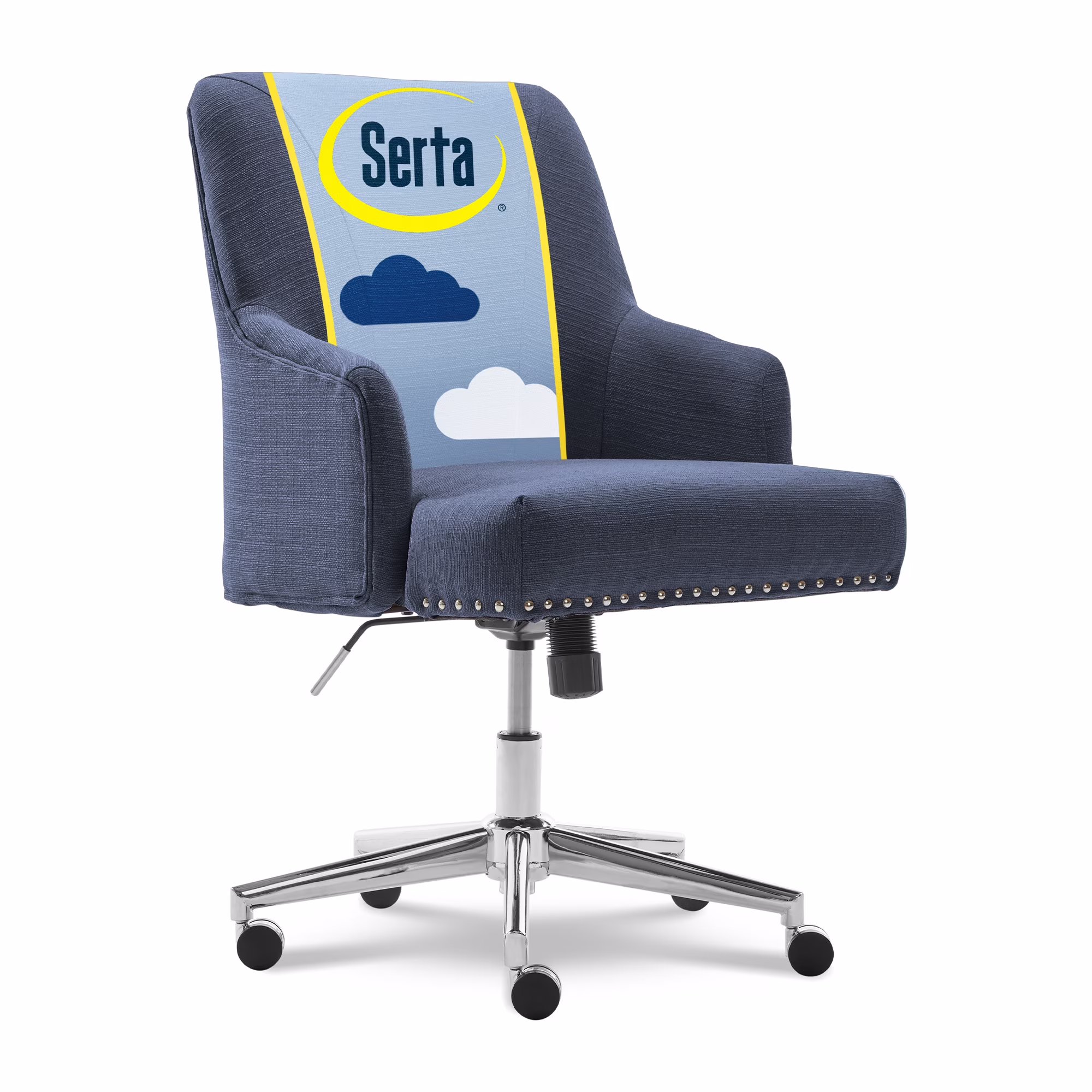 Leighton Home Office Desk Chair Chrome Nailheads Twill Fabric Lilac Purple(Lilac Fabric) - Image 5