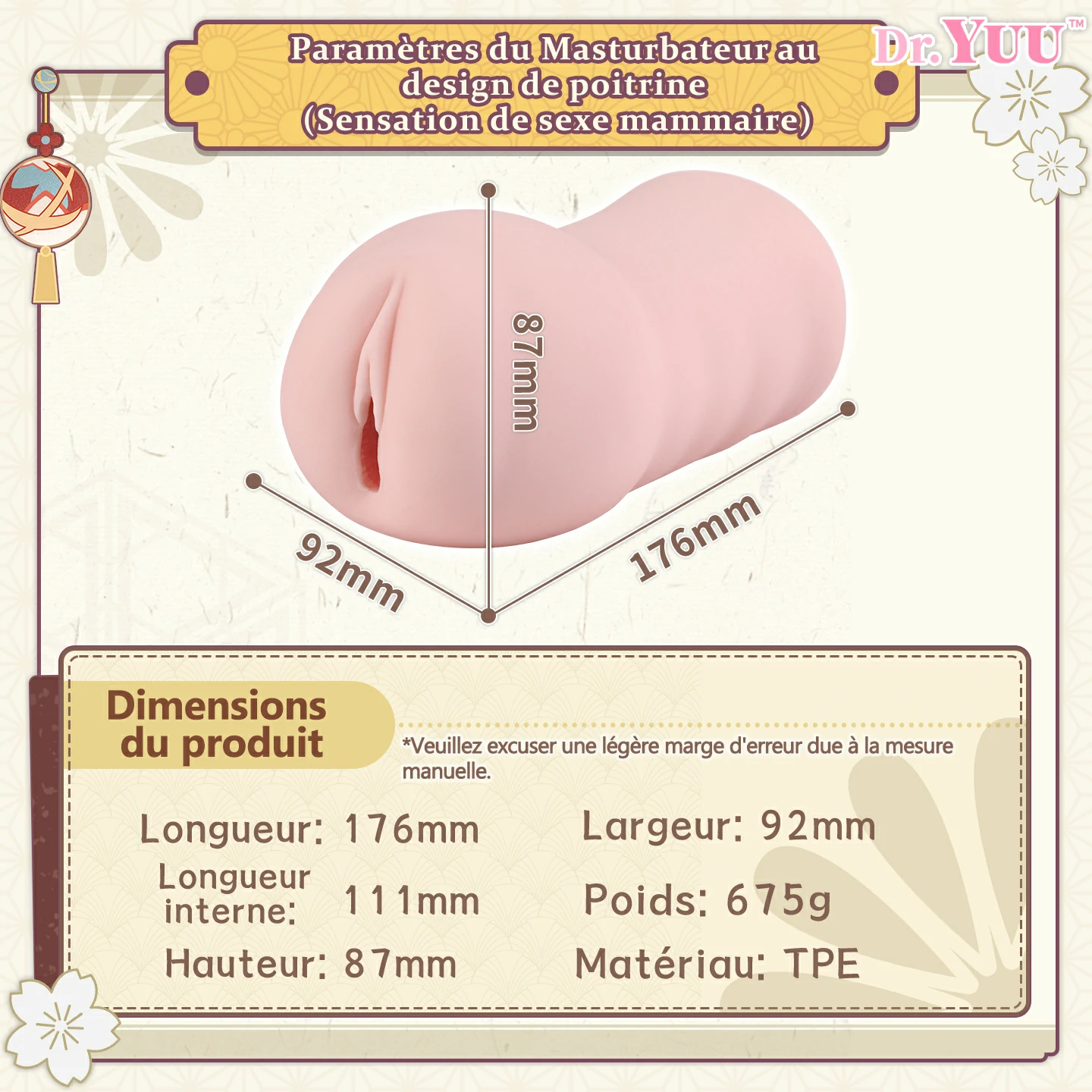 Poids de 675g pour une sensation de chair épaisse.