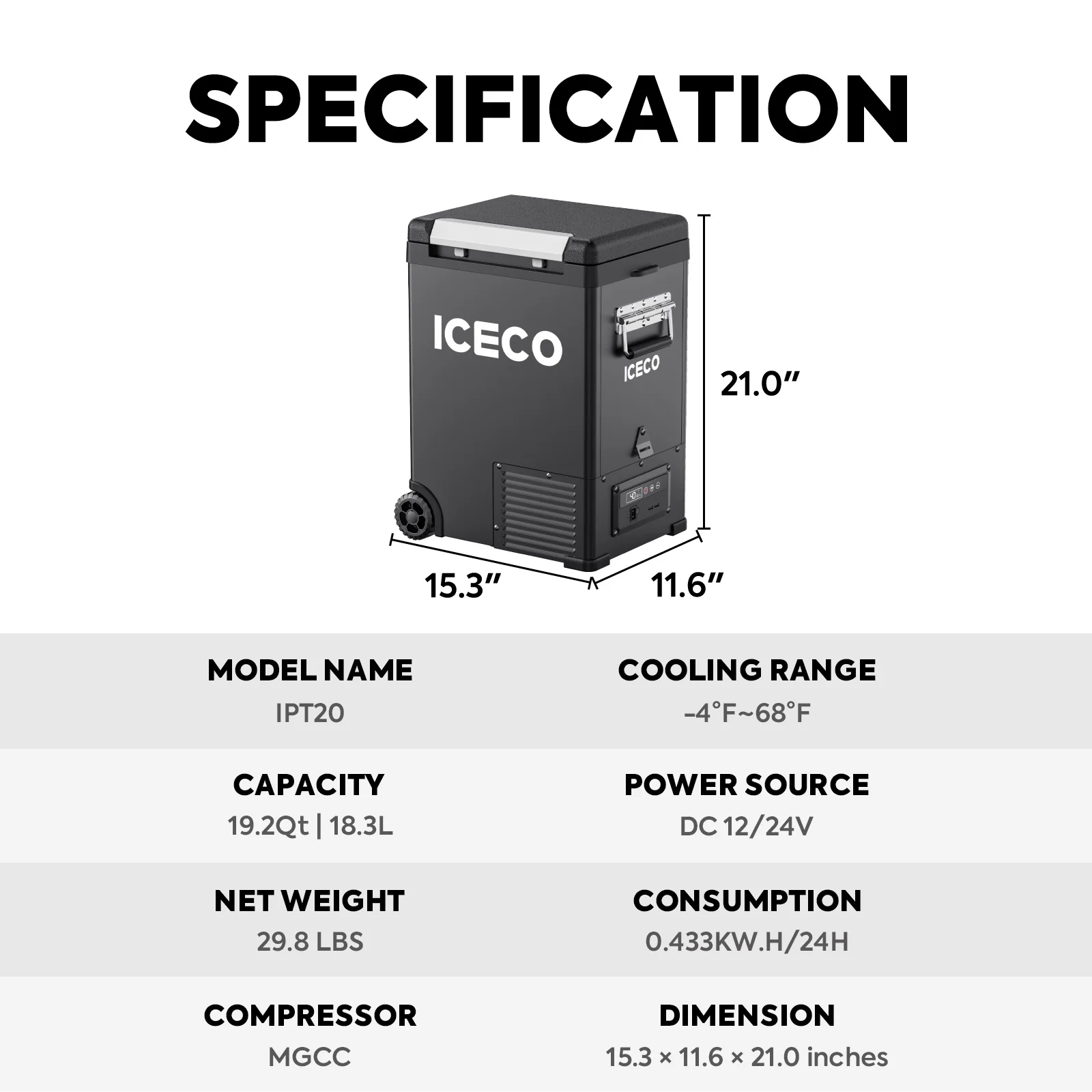 IPT20 Pickup Truck 12 Volt Freezer | ICECO | 18.3 LT