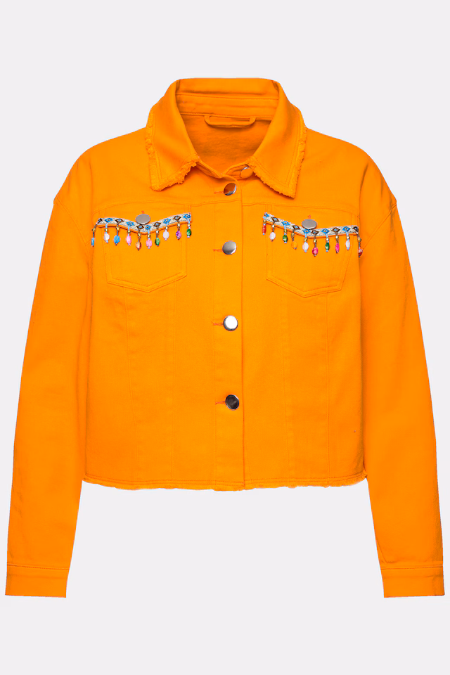 Twill Long Sleeve Embroidered Back Jacket