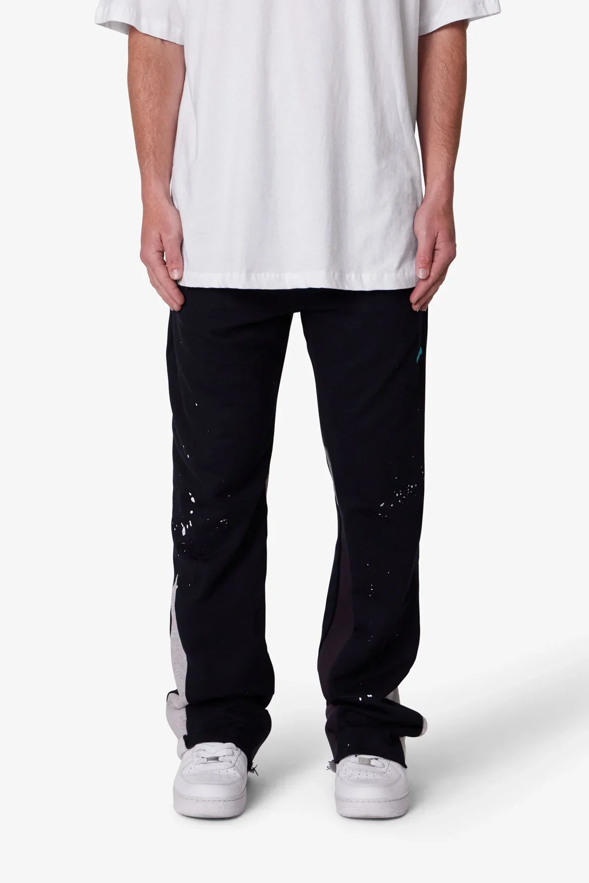 Contrast Bootcut Sweatpants - Black