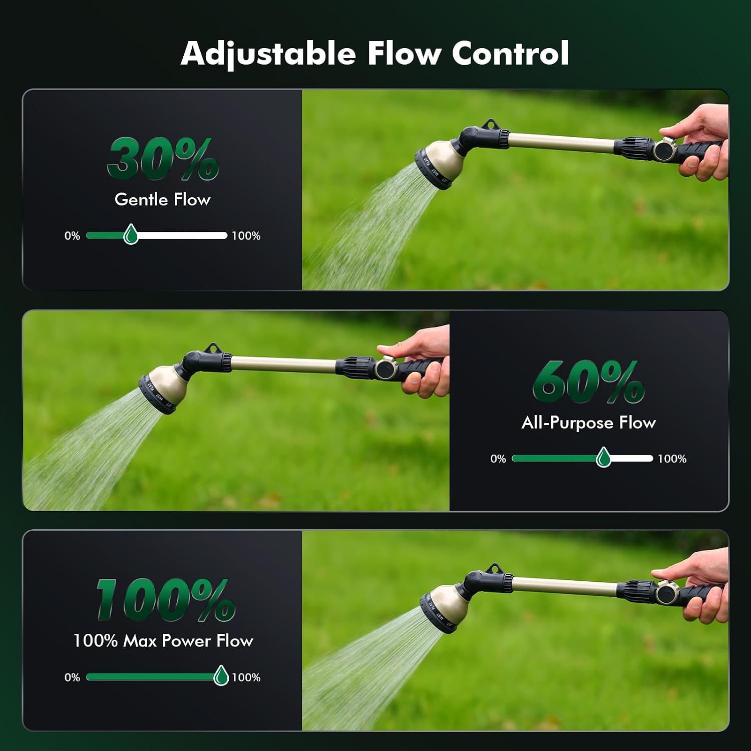 RESTMO Heavy Duty Watering Wand, Metal Garden Hose Nozzle Sprayer