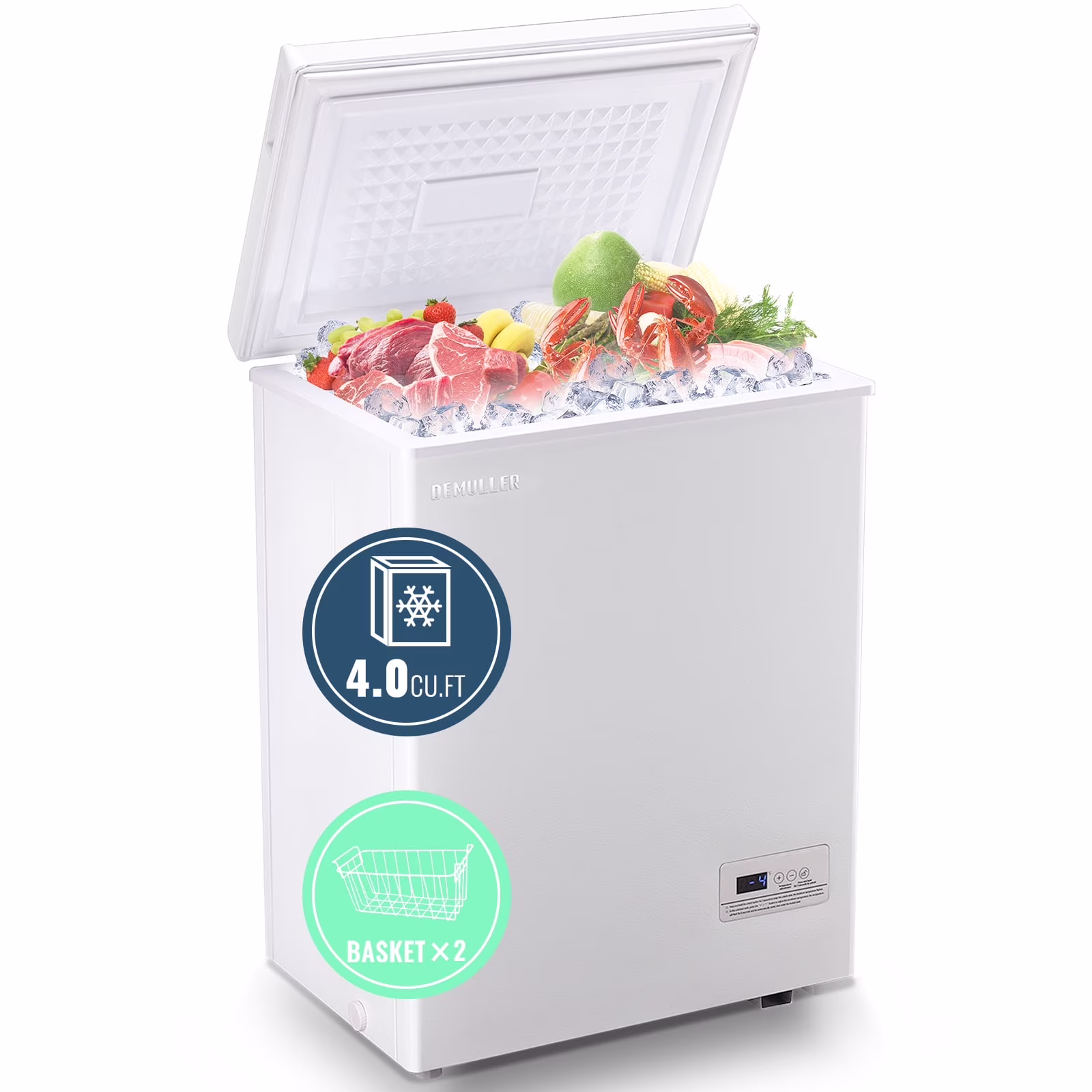 Deep Chest Freezer Freezers with Two Storage Baskets Ultra-Low Temperature Black 79-B-1(BLACK) - Image 3