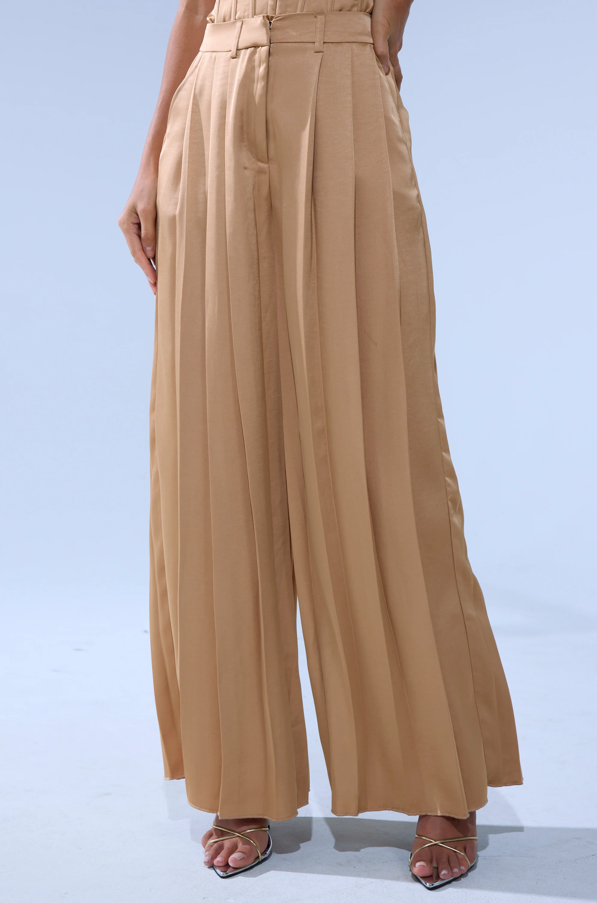 HANSEL MOCHA SATIN PALAZZO PANT - Akira Store