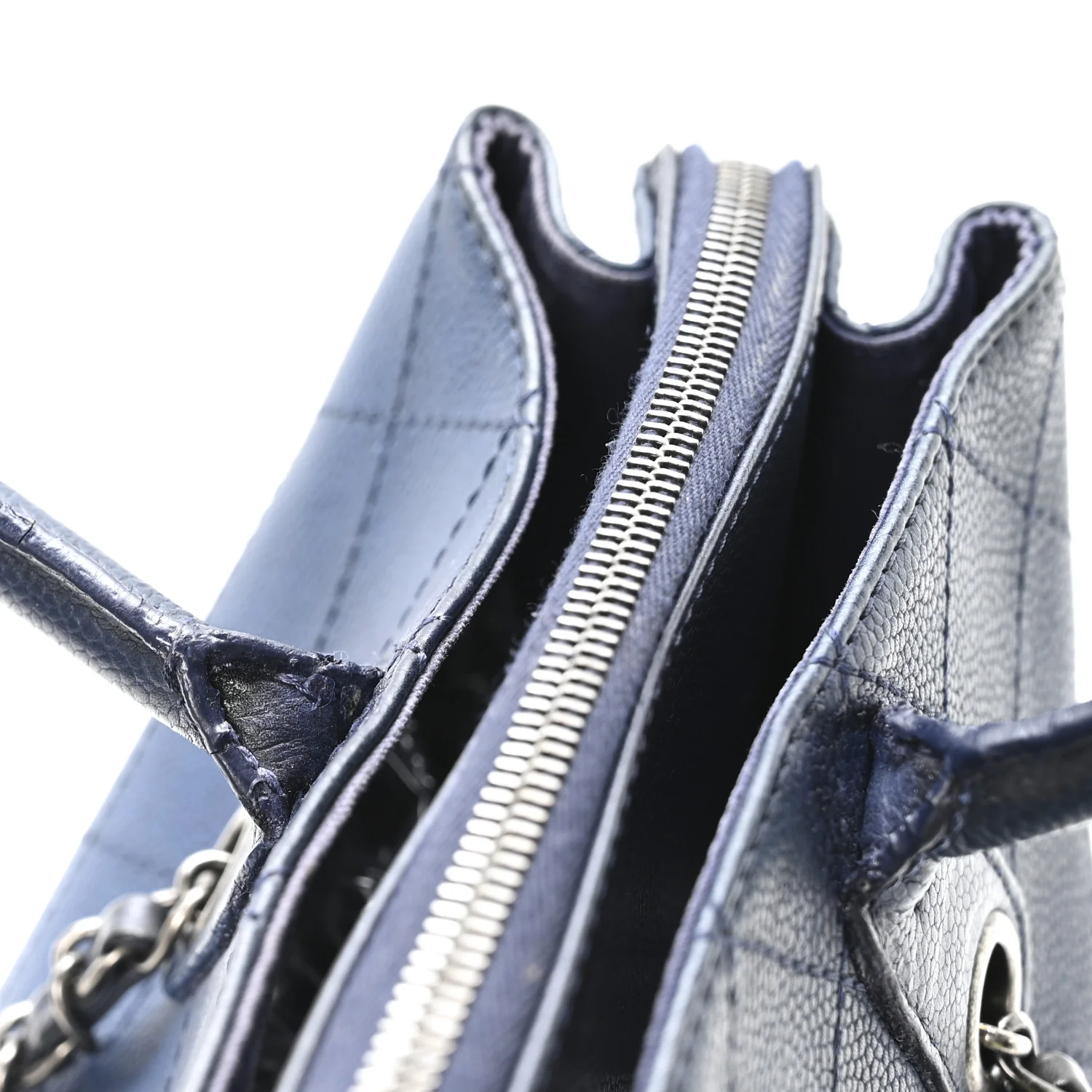 Grained Vegetal Calfskin Urban Shopping Tote Blue