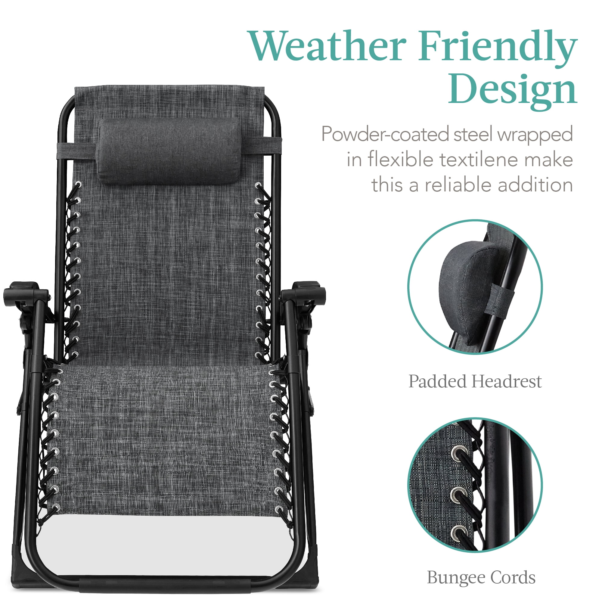Oversized Zero Gravity Chair, Folding Recliner w/ Removable Cushion, Side Tray Fossil Gray(Fossil Gray) - Image 6