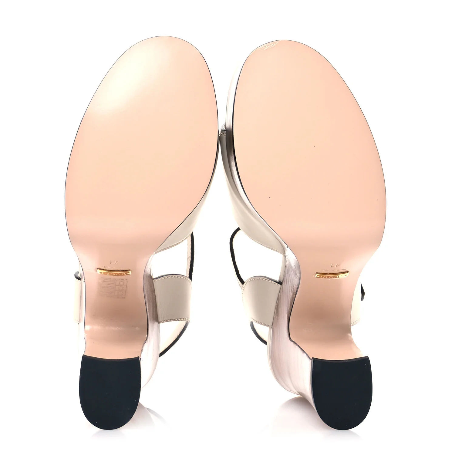 Cosmos Softy Calfskin Wooden Interlocking G Cut-Out 30/120mm Platform Sandals 41 Mystic White