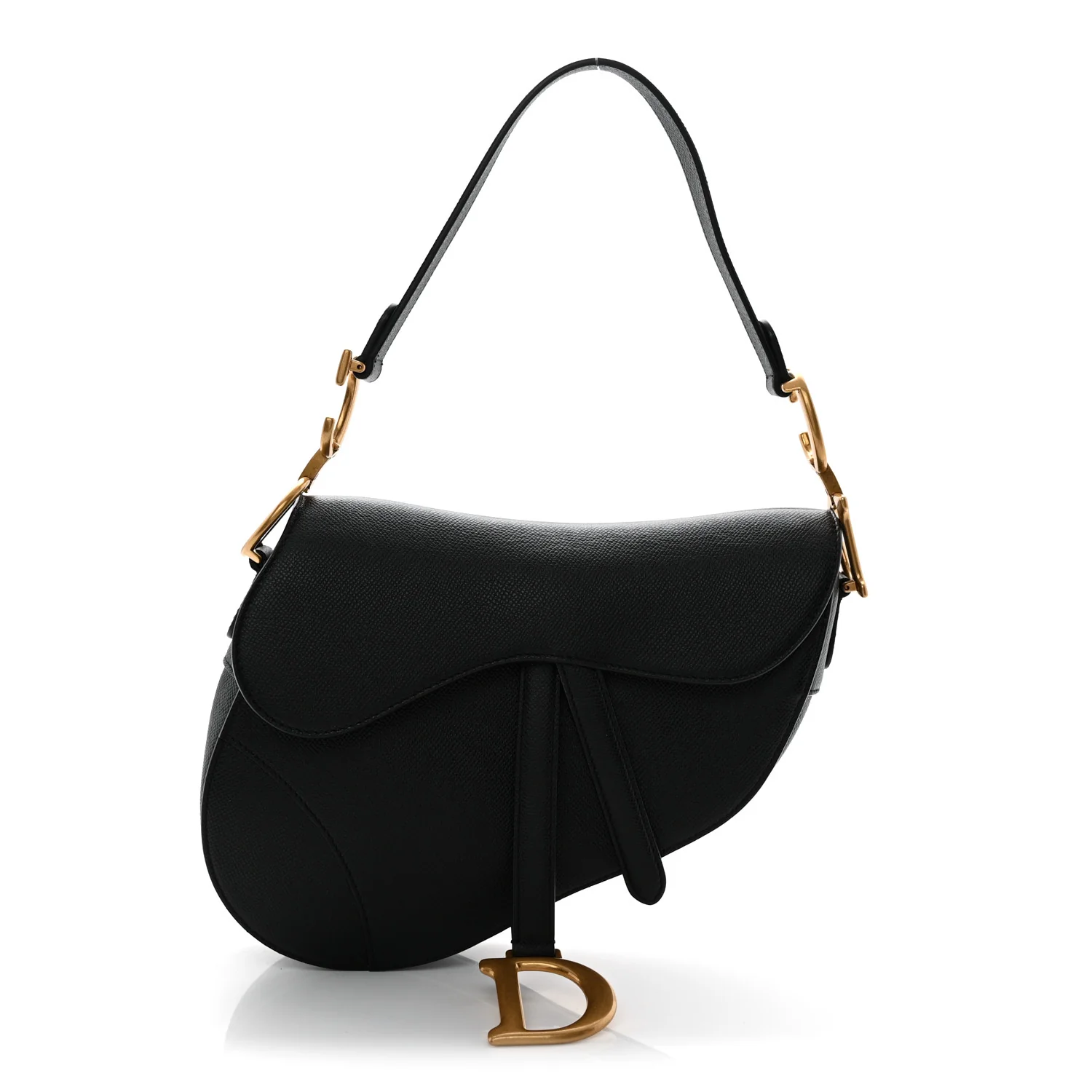 Grained Calfskin Saddle Bag Black
