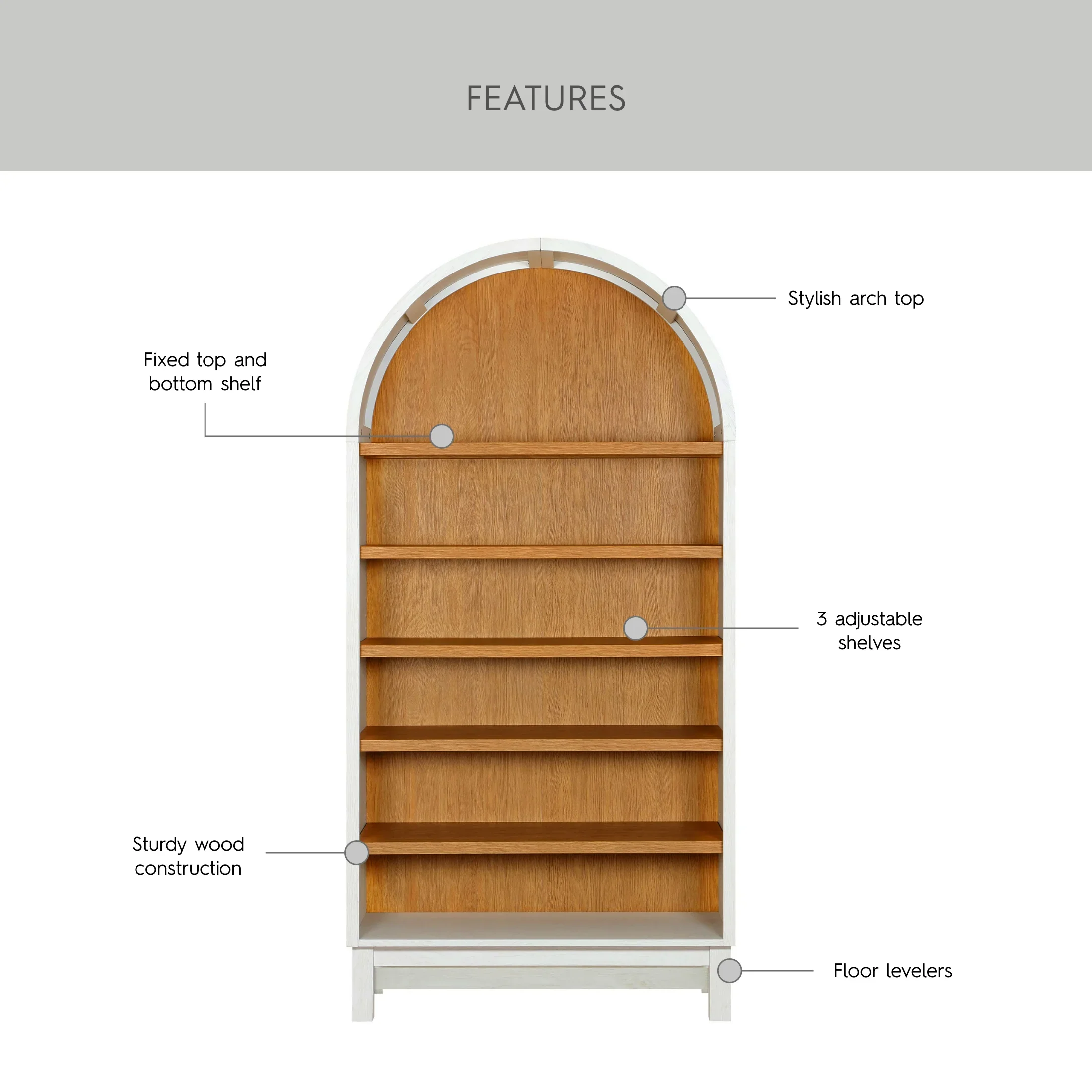 Better Homes & Gardens Juliet Open Arch Bookcase, Rich Black and Light Honey