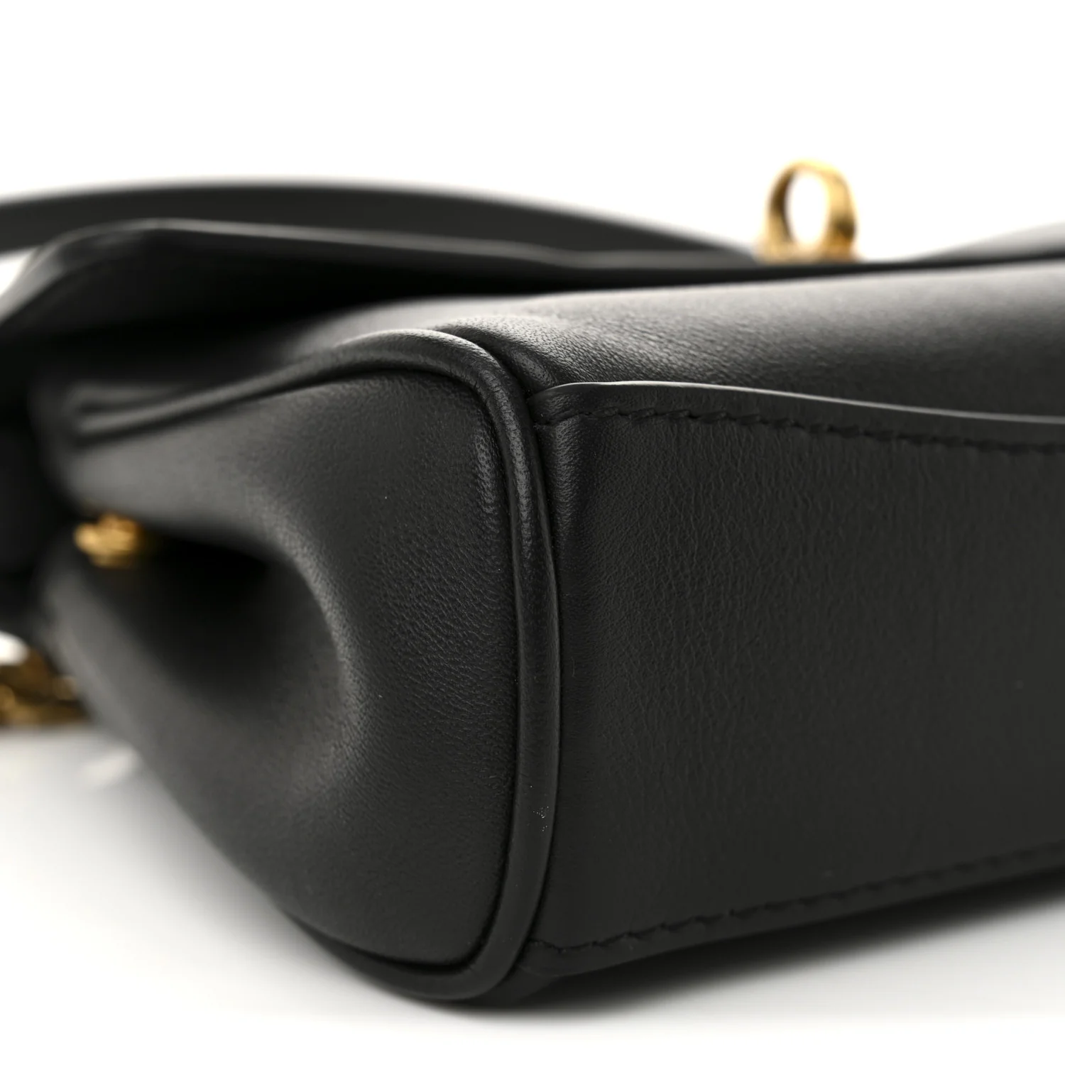 Natural Smooth Calfskin Nano Rodeo Top Handle Handbag Black