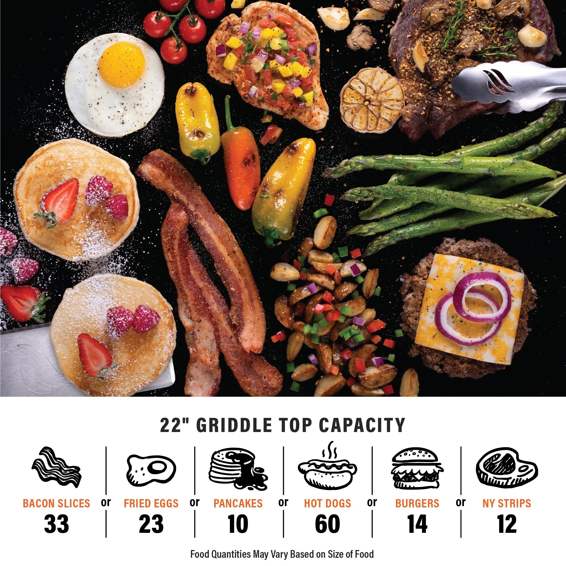 Adventure Ready 2-Burner 22" Propane Omnivore Griddle with Flex-Fold Legs in Charcoal Gray(Charcoal Gray) - Image 9